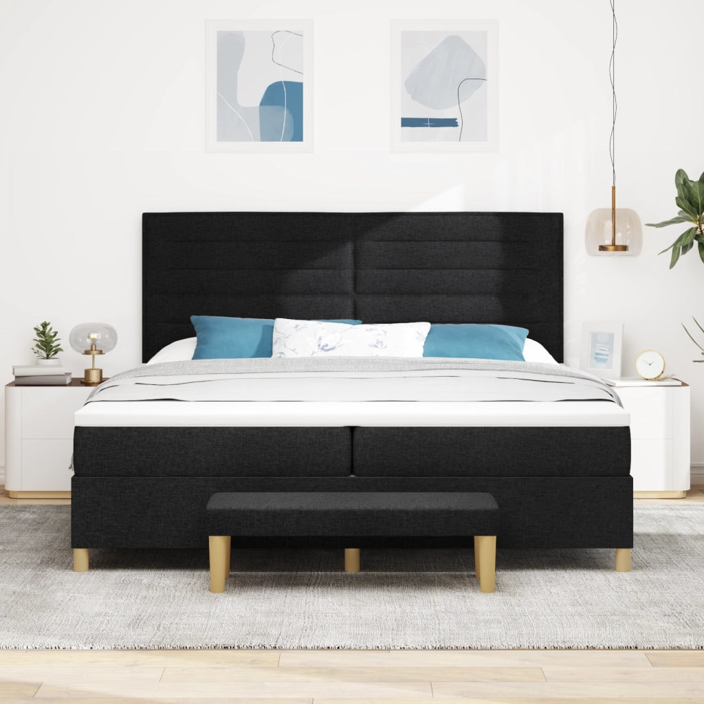 Letto a Molle con Materasso e Panchina vitaXL Nero 200x200 cm Tessuto