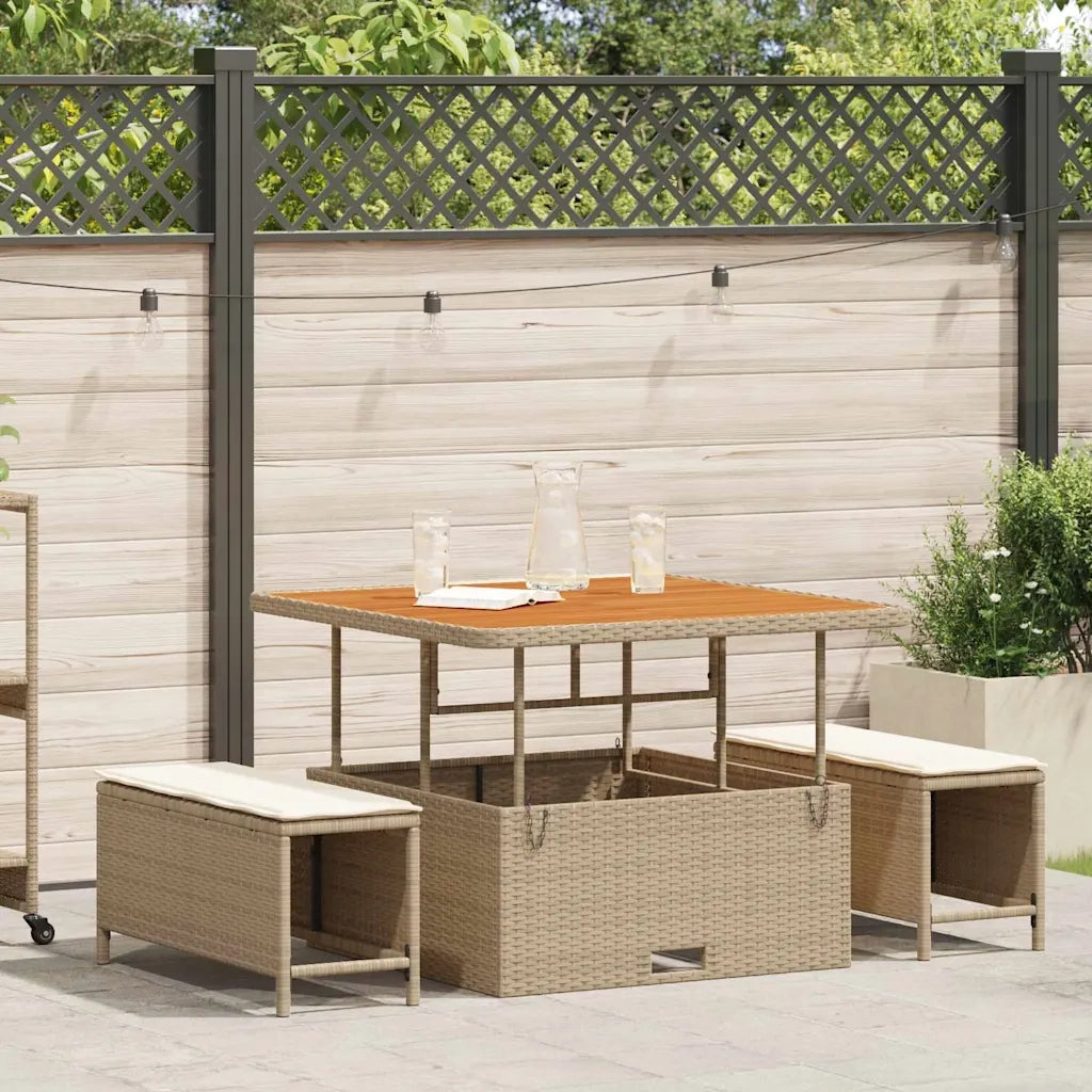 Set da Pranzo per Giardino | Set Salotto da Giardino Beige polyrattan
