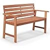 Panchina da Esterno in Legno, Panchina a 2 Posti da Giardino con Sedile a Doghe Traspirante e Schienale Inclinato, Panca per Cortile, Balcone e Giardino, Portata 180 kg