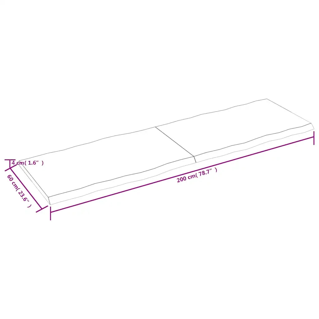 Piano Tavolo Marrone Chiaro 200x60x(2-4) cm Rovere Non Trattato 363984