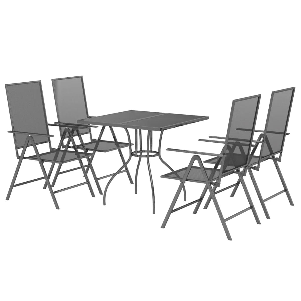Set da Pranzo da Giardino 5 pz in Acciaio Antracitecod mxl 76743