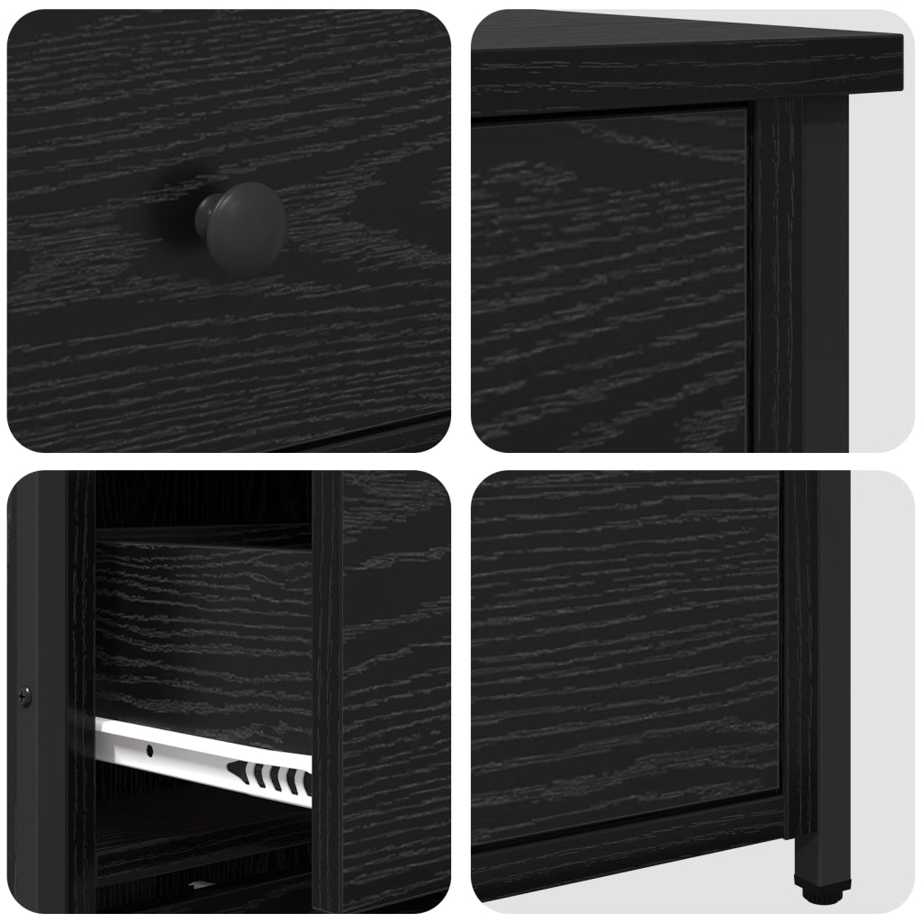 Comodino in rovere nero Rovere Nero MDF, Metallo Compatto