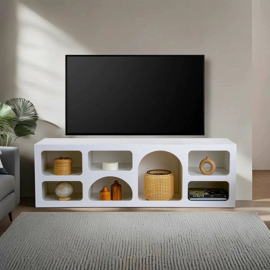 Credenza Arsenio, Buffet da soggiorno, Madia da salotto, Dispensa da cucina, 160x38h51 cm, Bianco