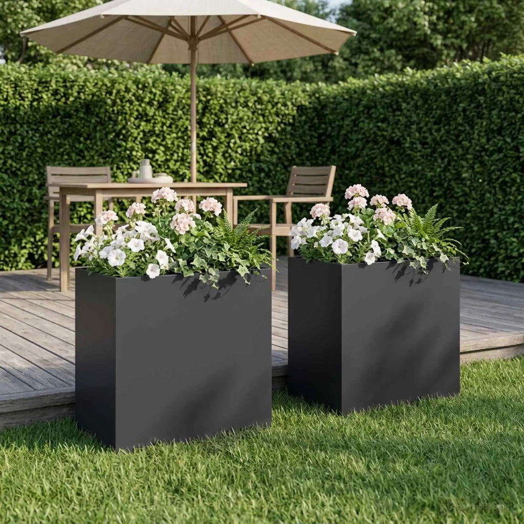 Vaso da giardino 2 pz Nero 50 x 30 x 40 cm 8005513