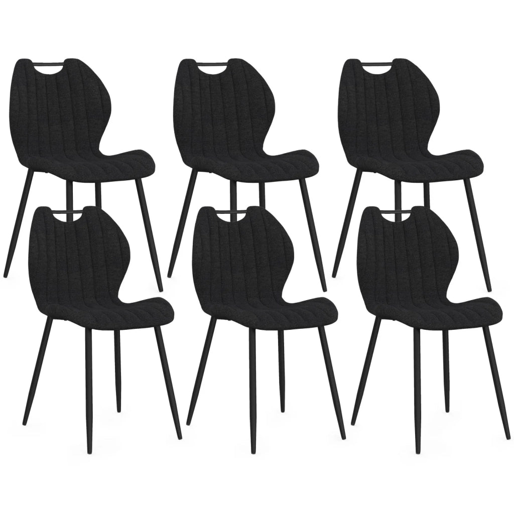 IDMarket - Set di 6 sedie PIO con maniglie in spugna nera