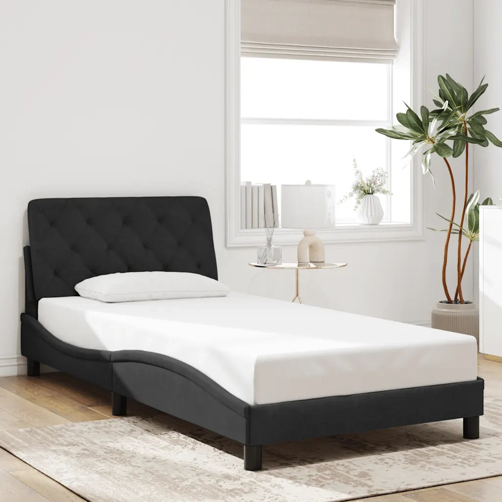 Letto singolo | Letto per adulti | Giroletto senza Materasso Nero 100x200 cm in Velluto