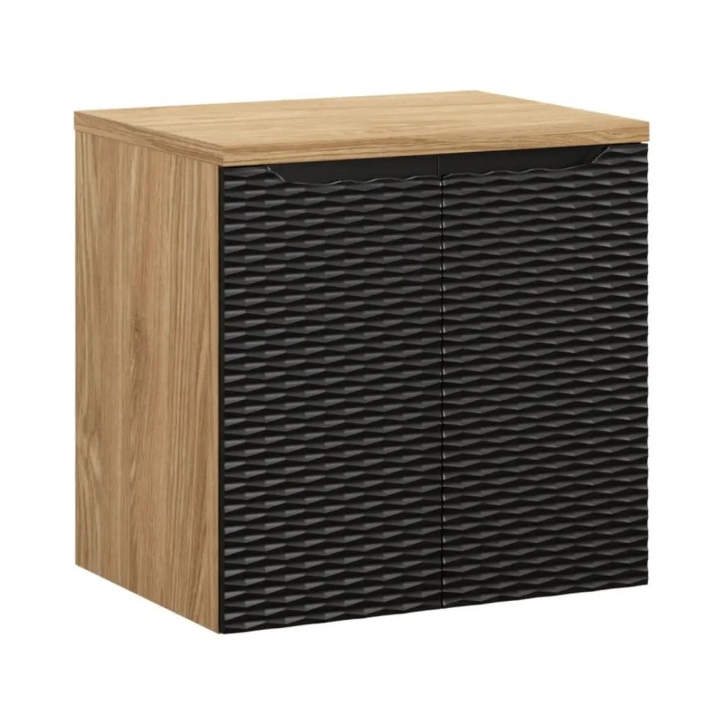 Set da bagno YOKA nero: mobile sottolavello con armadietti 60 cm + piano lavabo
