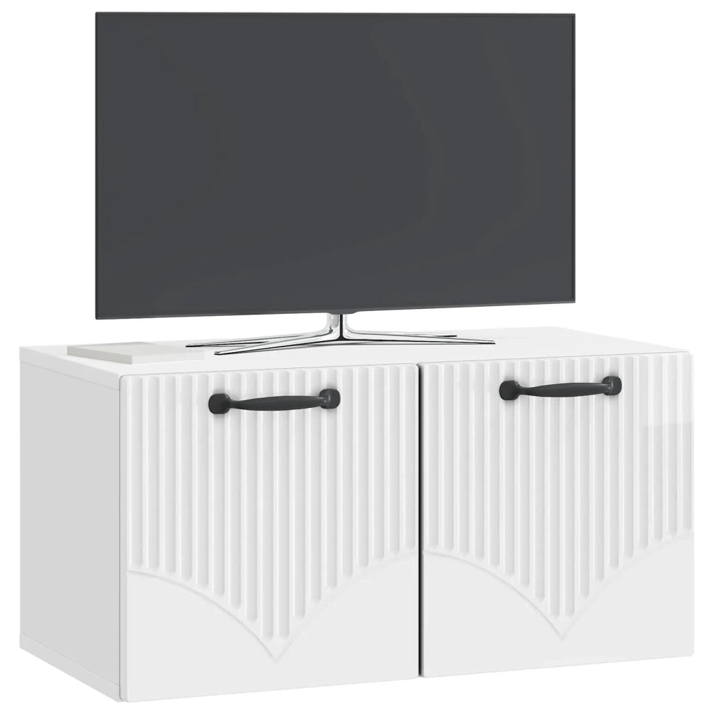 Mobile Porta TV da Muro Bianco Lucido 59,5 x 31 x 30 cm