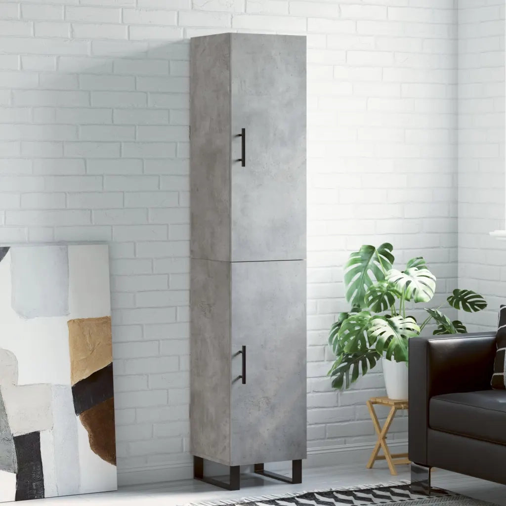 Credenza-Buffet-Armadio da cucina Grigio Cemento 34,5x34x180 cm in Legno Multistrato 872864