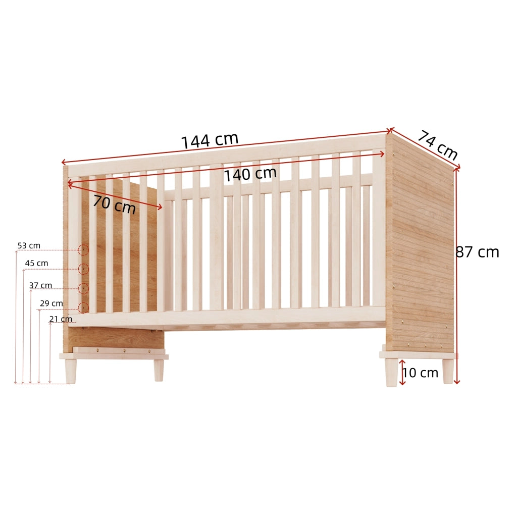 Set cameretta neonato con fasciatoio e lettino regolabile