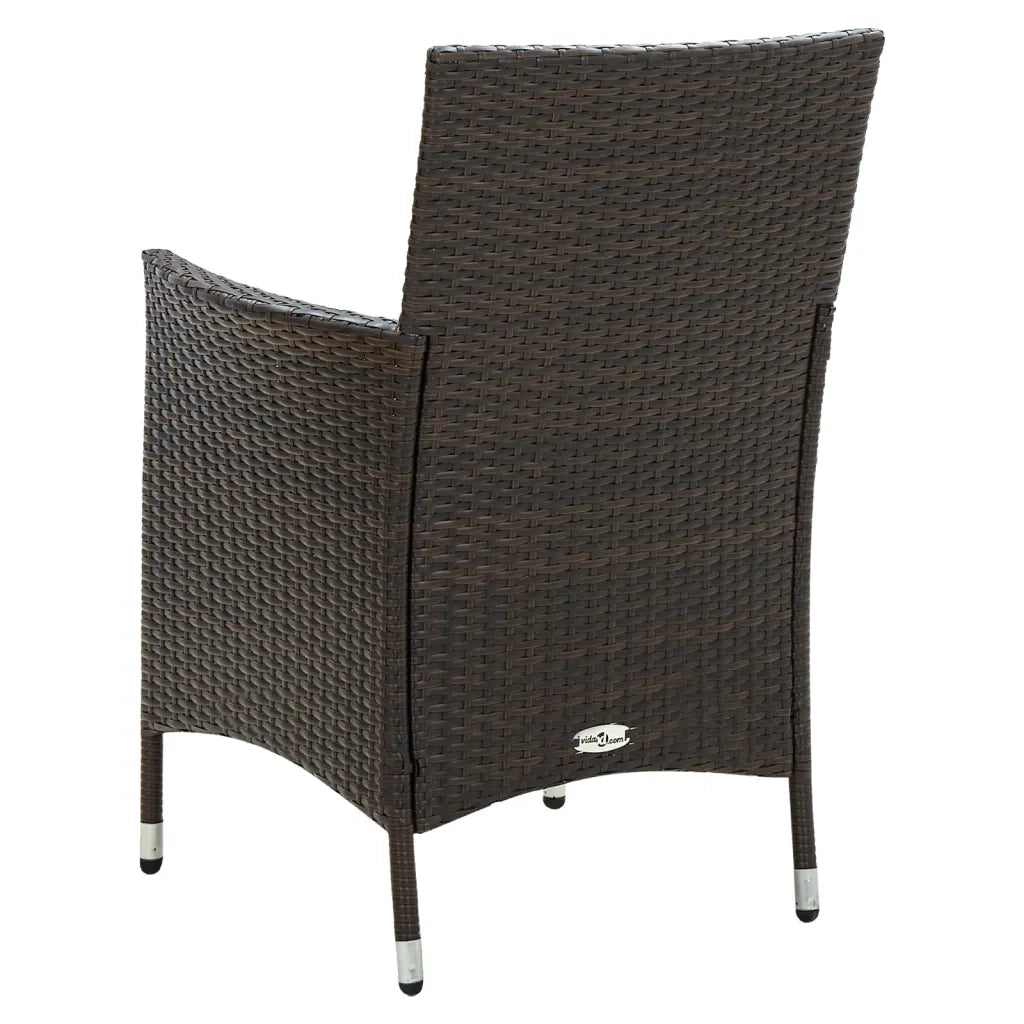 Sedie da Giardino 4 pz | Sedie da Esterno con Cuscini in Polyrattan Marrone