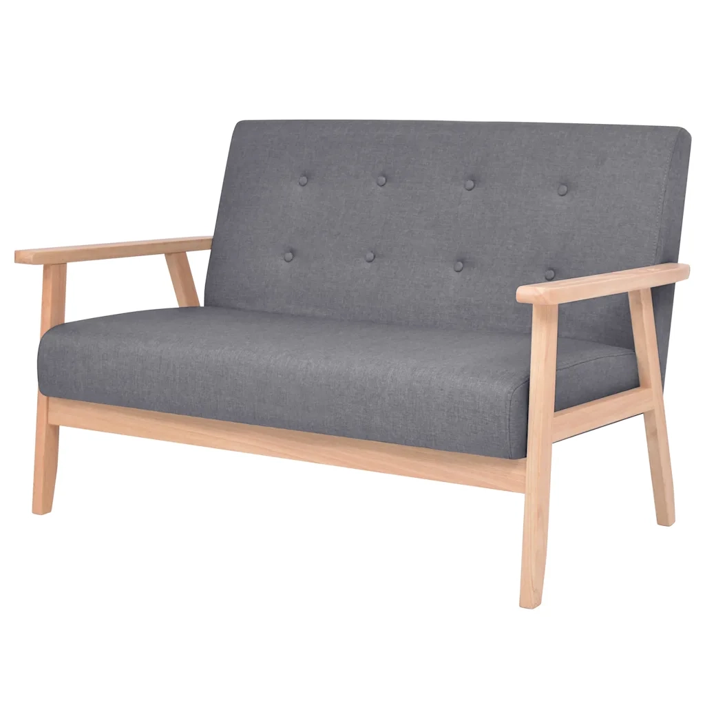 Set di Divano | Divano da soggiorno | Sofa 2 pz in Tessuto Grigio Scuro