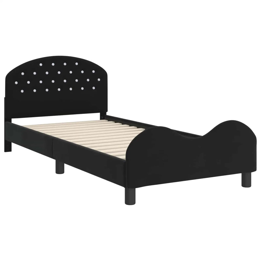 Struttura letto bambini con testata Nero 90 x 200 cm Velluto 42011129