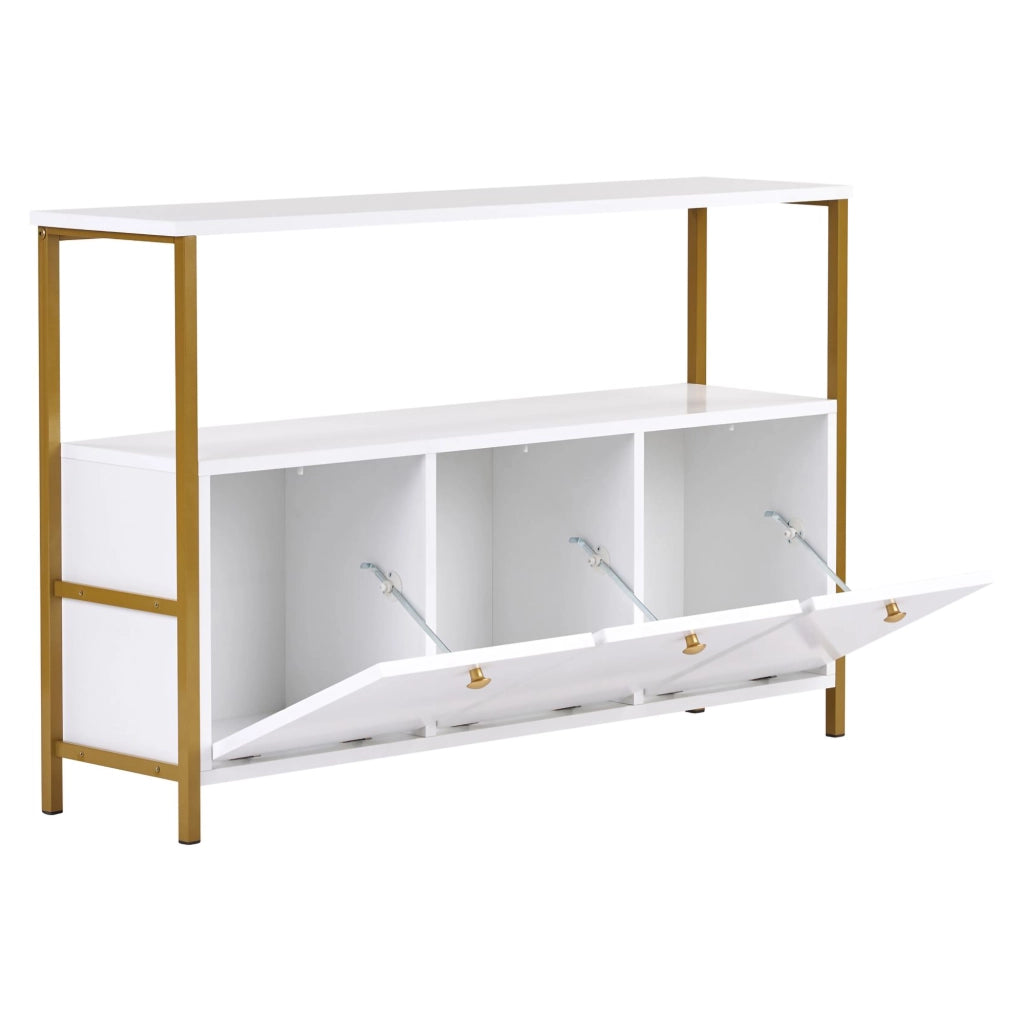 Madia Noda, Credenza 2 Ripiani, 120x30x77h cm Bianco Lucido