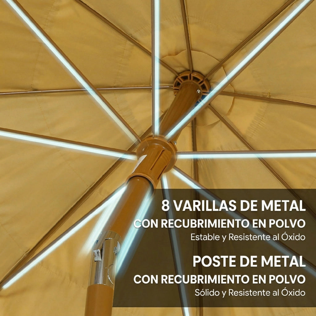 Ombrellone da spiaggia con frangia in paglia ¨C zephmum ¨C marrone chiaro, ?178 cm, regolabile in altezza, UV50+, con borsa