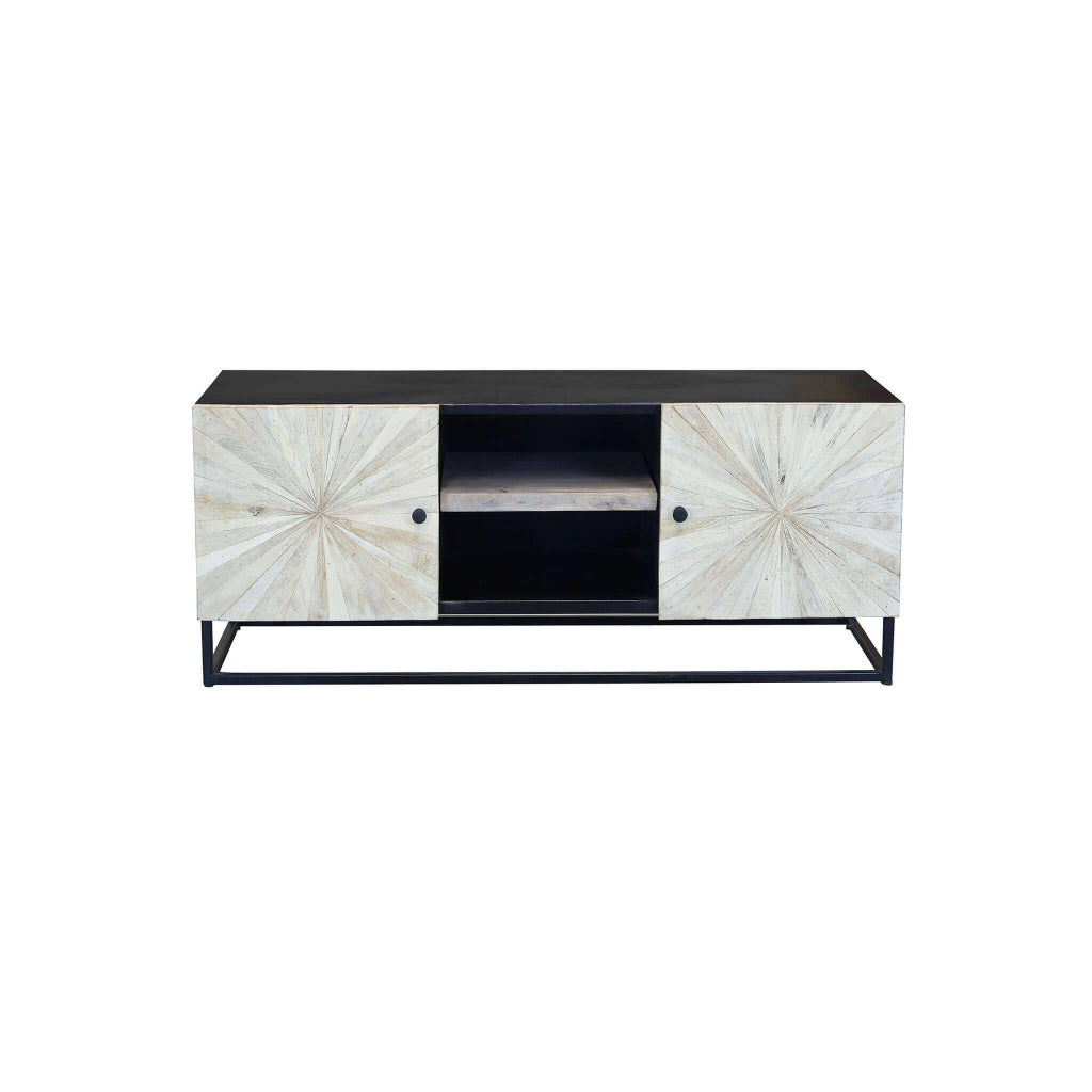 PORTA TV STANFORD IN LEGNO CON DECORO 140 X 46 X H 56 CM