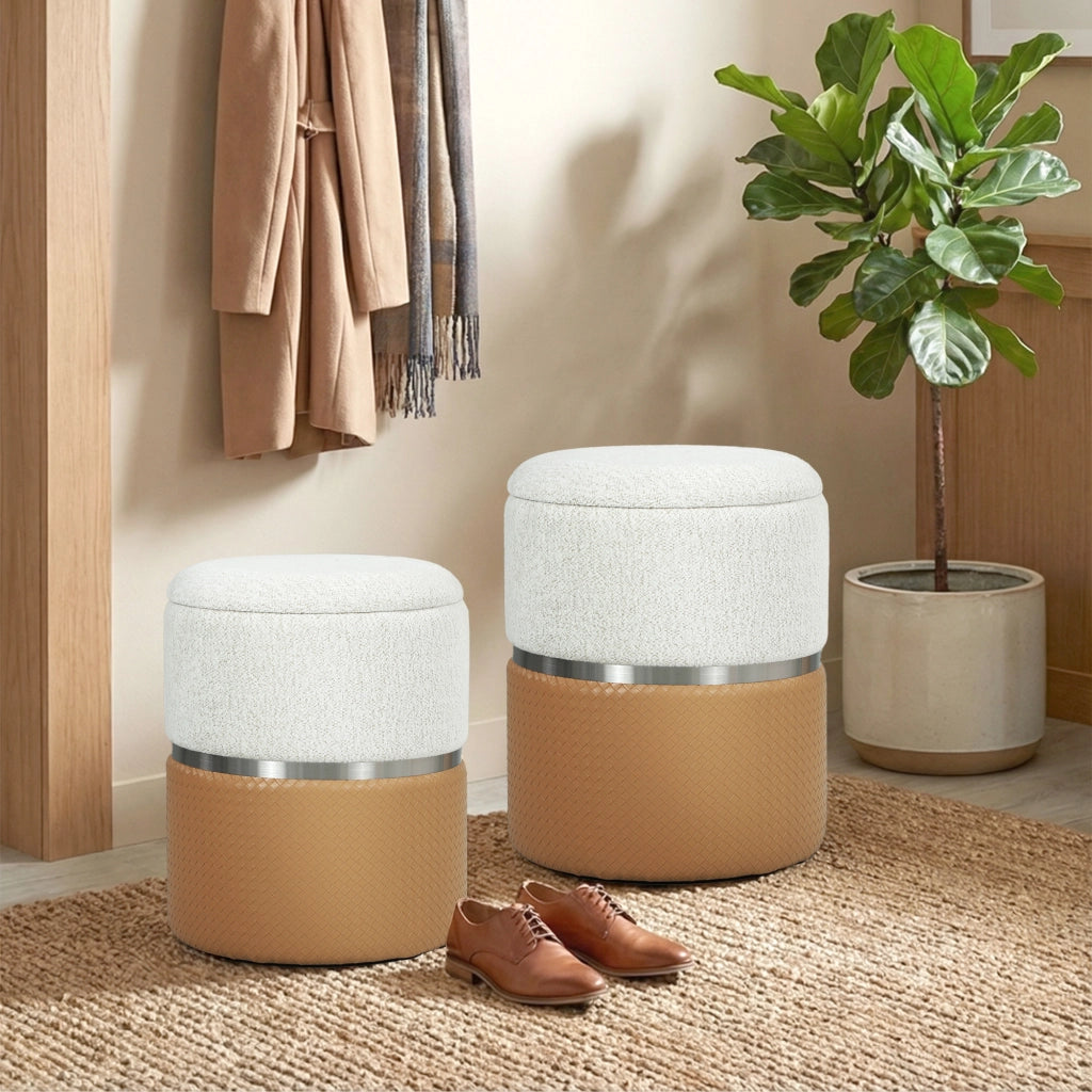 Puff con contenitore ¨C zephmum ¨C marrone e crema