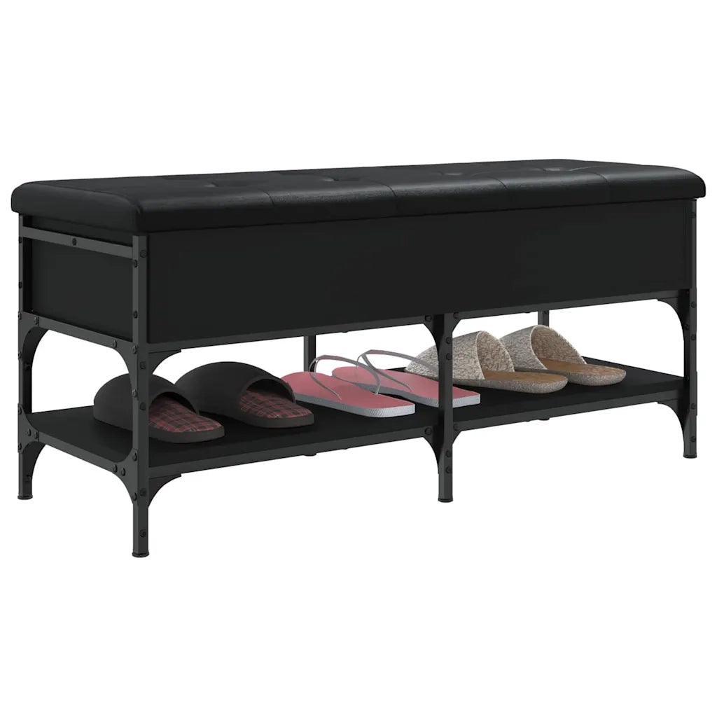 Panca Porta Scarpe-Sgabello-Panca Scarpiera Nera 102x42x45 cm in Legno Multistrato