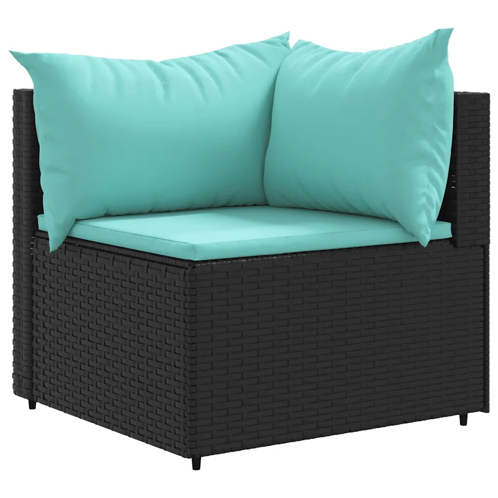 Set Mobili da Giardino con Cuscini 8 pz Nero in Polyrattan
