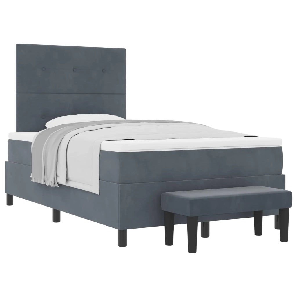 Letto a molle con materasso Grigio scuro 120 x 200 cm Velluto