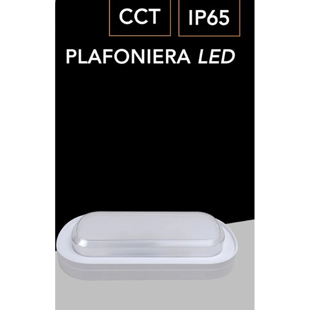 Trade Shop - Applique A Led Da Parete Plafoniera Soffitto Ovale 23 Watt Cct Switch Ip65 Xg-907-3c -