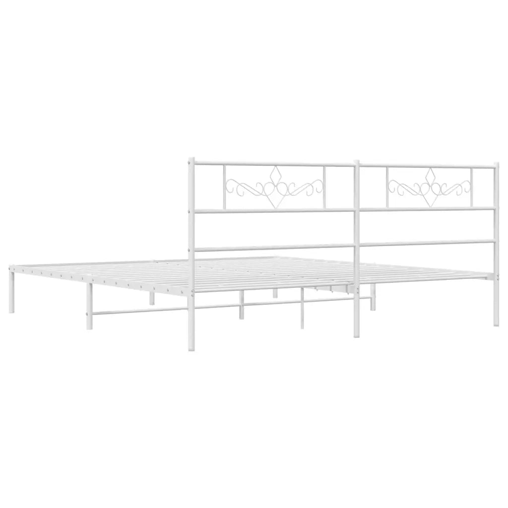 Giroletto con Testiera Metallo Bianco 200x200 cm 355323