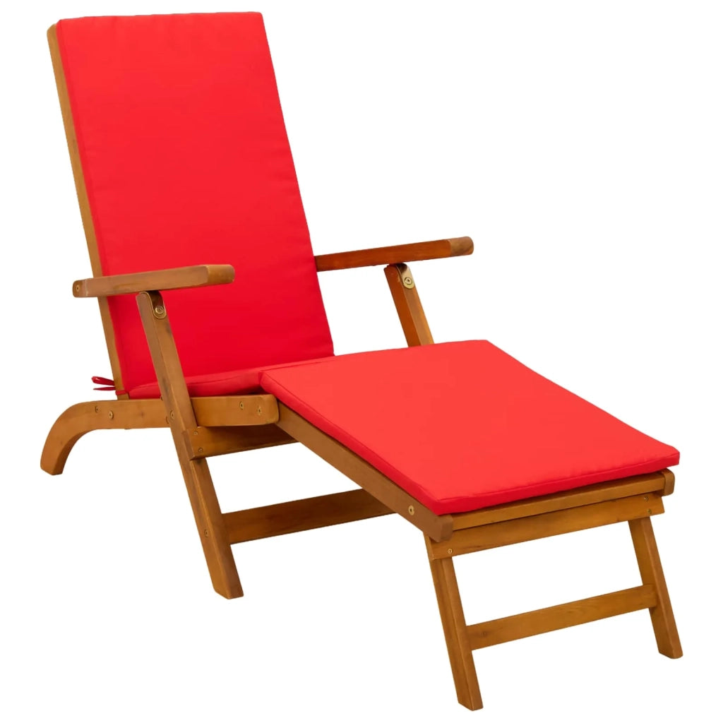 Lettino prendisole reclinabile e pieghevole 3 pcs Rosso