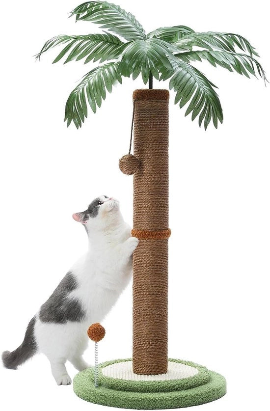 Palo per gatti alto 85 cm con albero di cocco e palline interattive per interni - Mocha