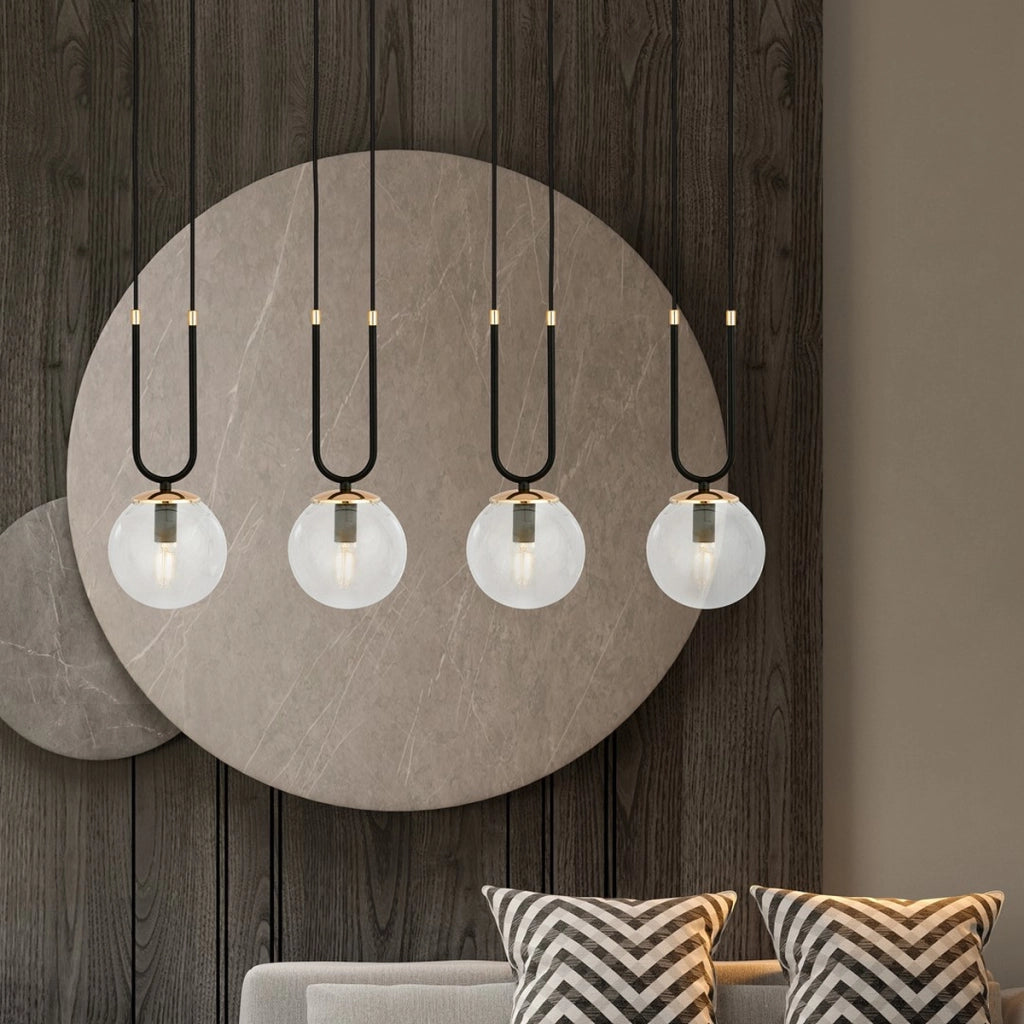 Lampada a sospensione GLAM in acciaio nero e vetro