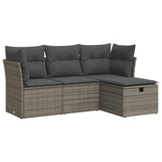 Set Divani da Giardino 4 pz | Set Salotto da Giardino con Cuscini in Polyrattan Grigio
