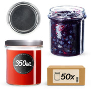 Barattoli di vetro KADAX Avila 350 ml 50 pezzi 82 mm + coperchi argento