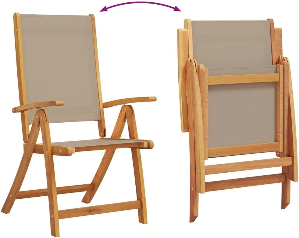 Set da pranzo da giardino 9 pezzi in legno massello di acacia e textilene, set tavolo e sedie da giardino, tavolo terrazza esterna e sedie, set terrazza, mobili da giardino esterno - 3279313