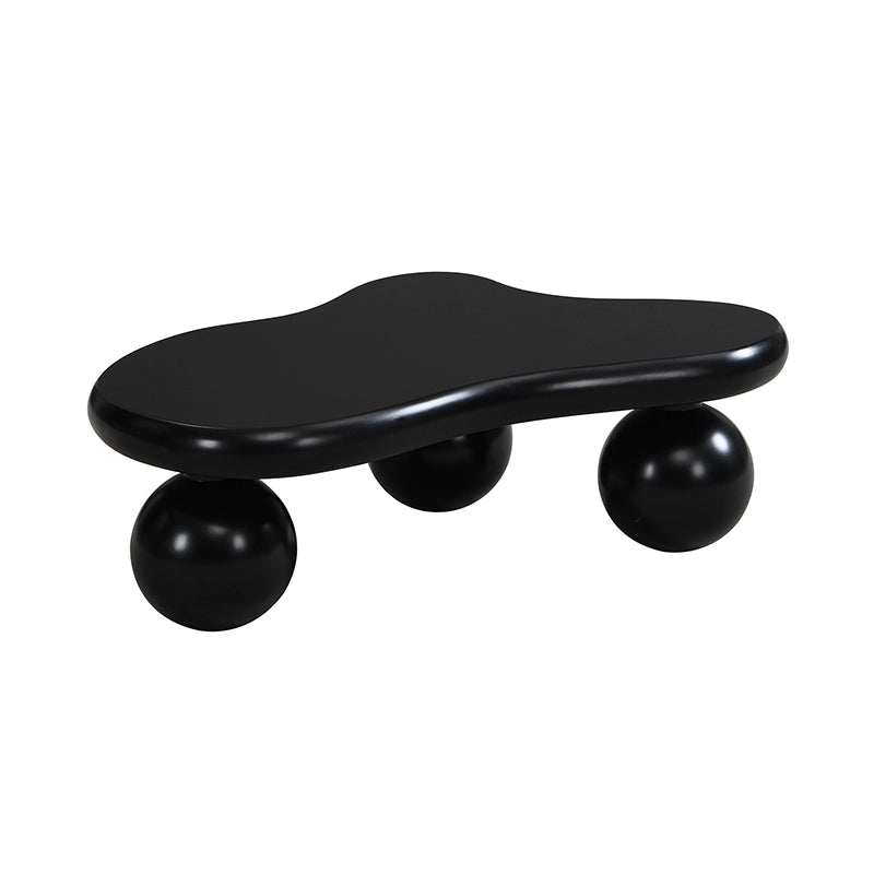 Tavolino da caffè forma nuvola LED con bordi arrotondati per soggiorno e camera bambini, in MDF, nero, 95 × 62,5 × 32 cm