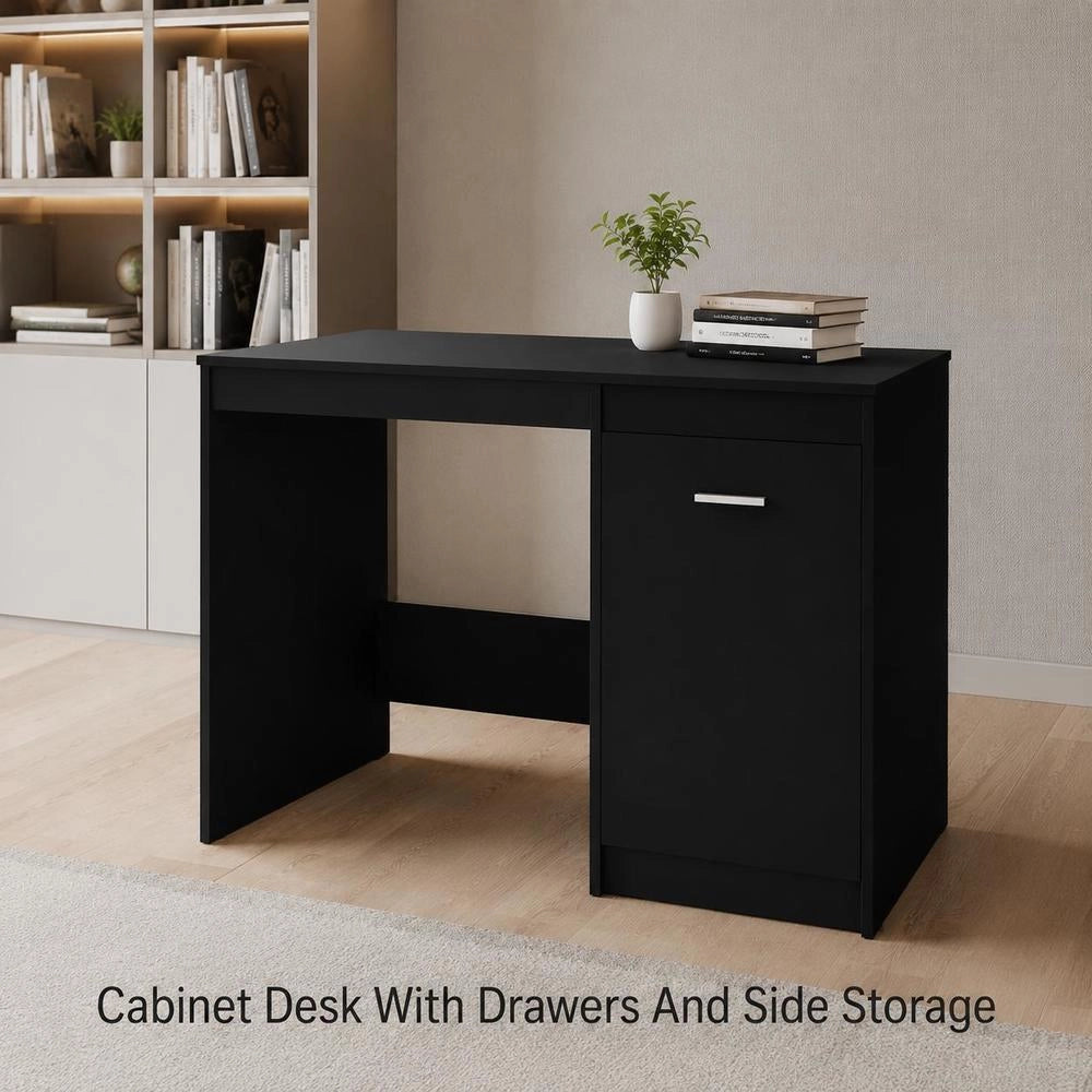 Desk Black 100x50x76 Cm Wood Material
