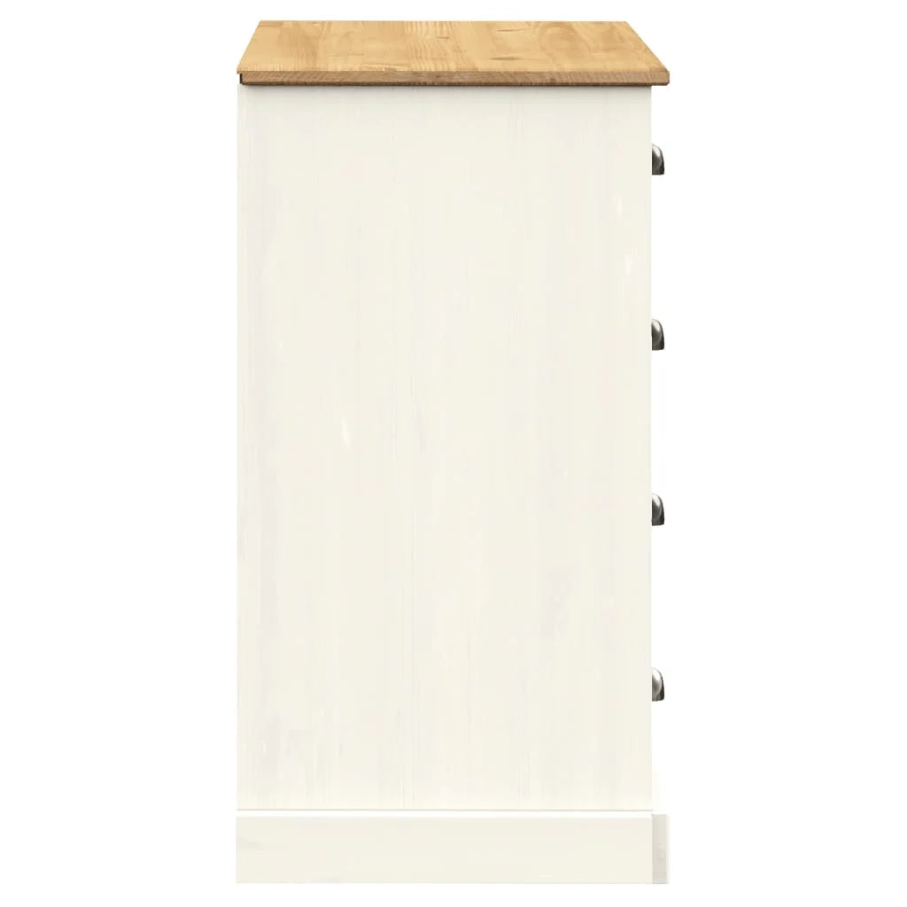 Buffet credenza cassettiera armadio mobile contenitore organizer per cucina soggiorno salotto con cassetti 113 x 40 x 75 cm legno massello di pino bianco 02_0030131