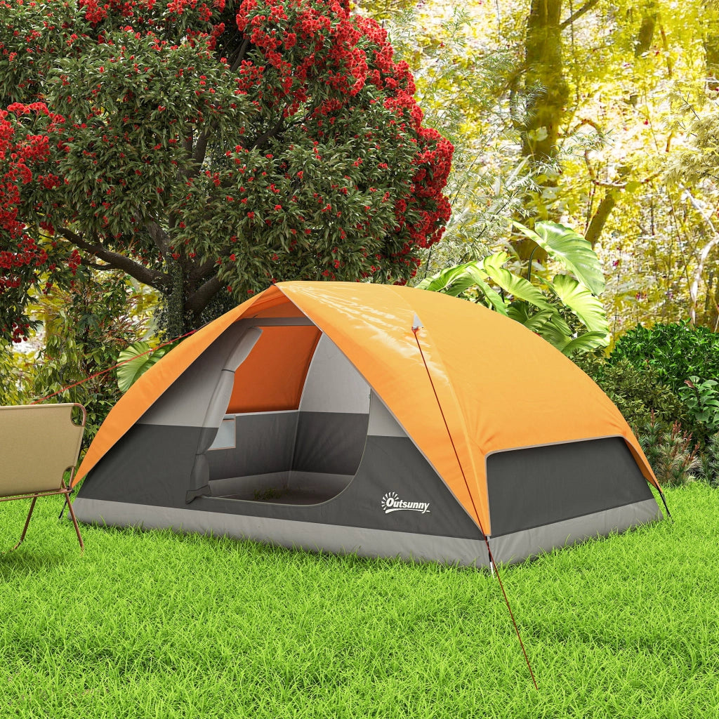Tenda da Campeggio 3 Persone ¨C zephmum ¨C Arancione, Impermeabile, con Tasche e Borsa