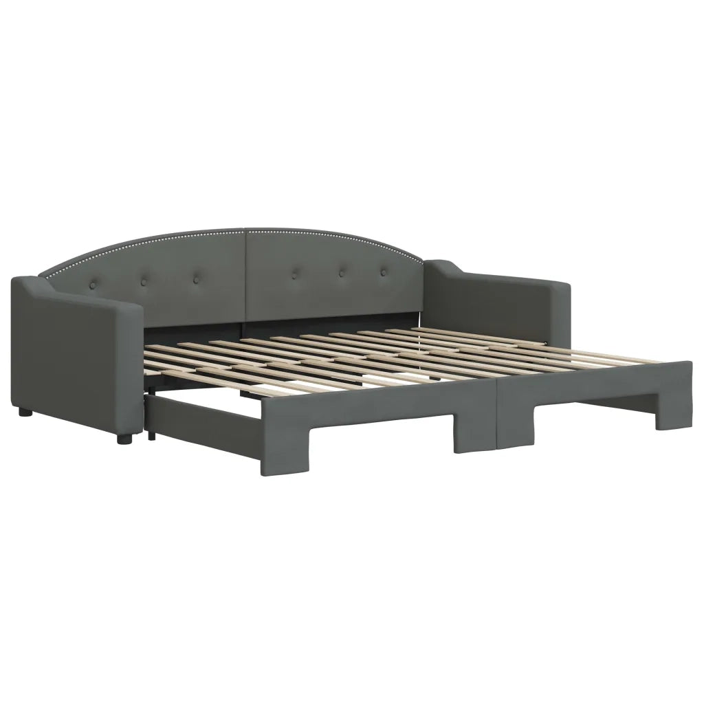 Divano Letto con Letto Estraibile Grigio Scuro 90x200cm Tessuto