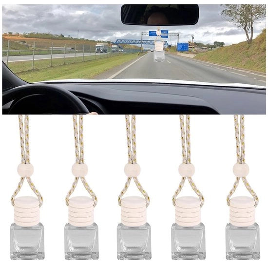 Set di 5 flaconi di profumo vuoti - Diffusore di aromaterapia - Diffusore di aria - Diffusore di fragranze - Flacone in vetro - Flacone trasparente con stopper in legno