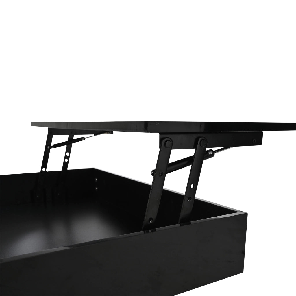 TAVOLO da salotto 70x70x45 cm nero lucido con piano sollevabile e 1 cassetto