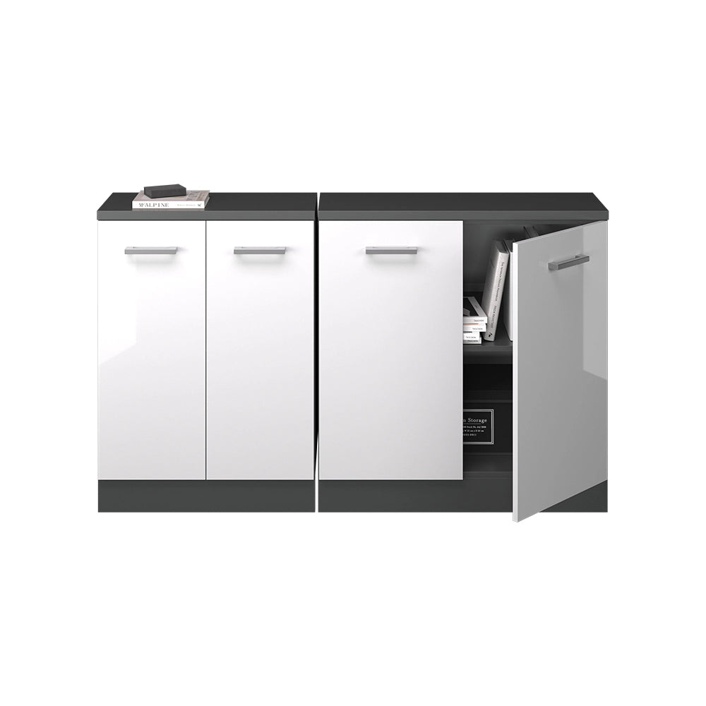 Set di mobili sottotetto Rion Bianco lucido/Antracite 140 cm Set di 2 carcasse armadio profondità 60 cm Vicco
