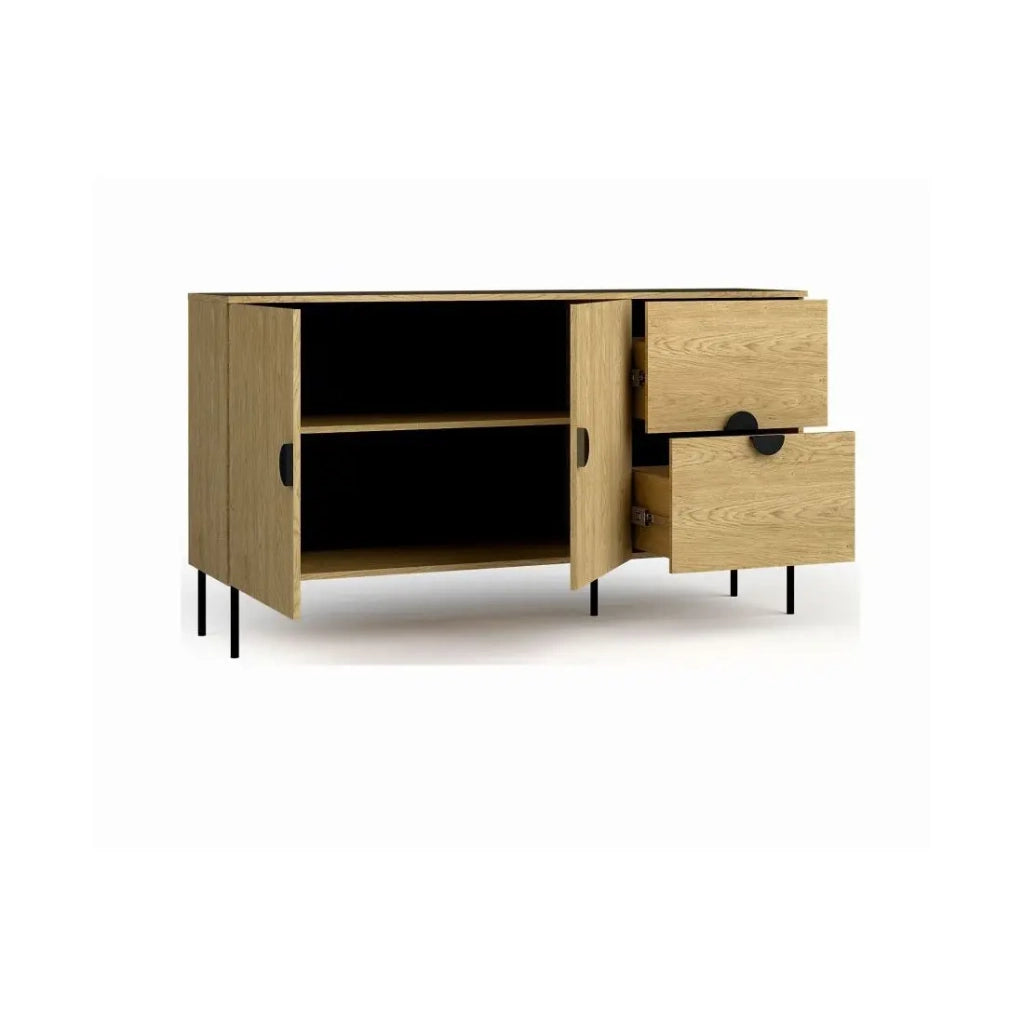 Piccolo Buffet 2 Porte e 2 Cassetti - Colore Rovere - Collezione MONDO