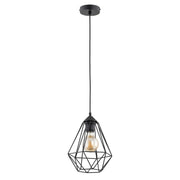 Lampada a sospensione loft nera gabbia E27 Ø20 Alfa