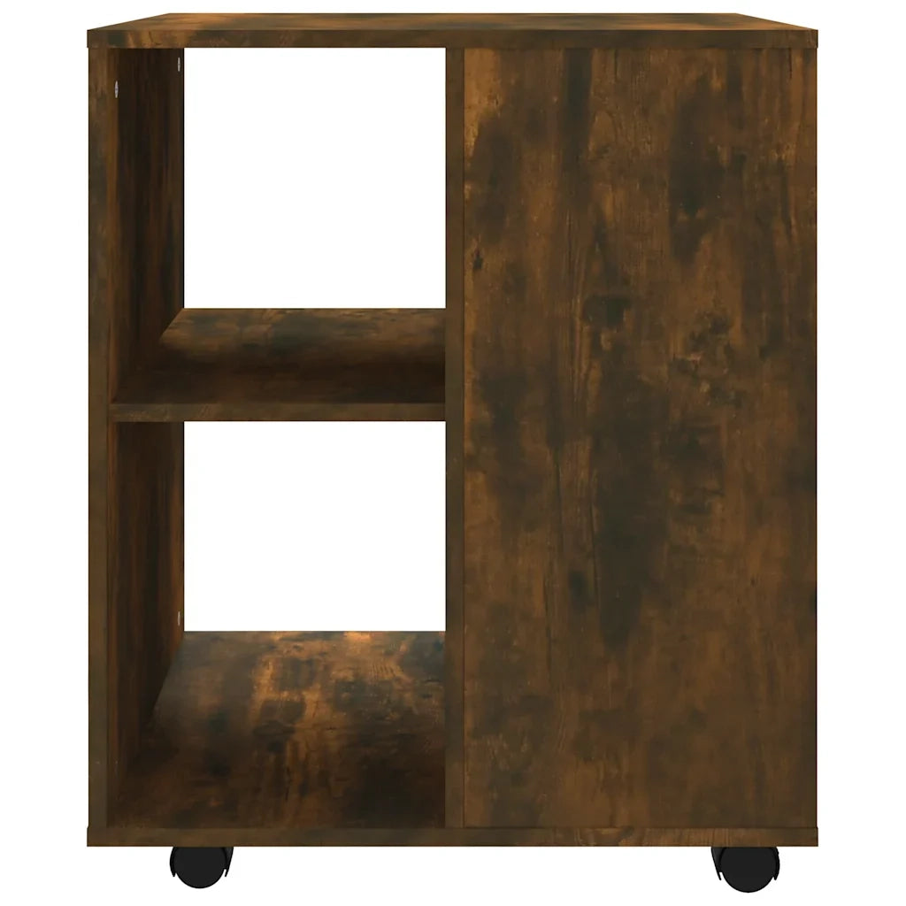 Mobile contenitore su ruote 60 x 53 x 72 cm design moderno finitura opaca in legno composito effetto rovere affumicato 02_0048259