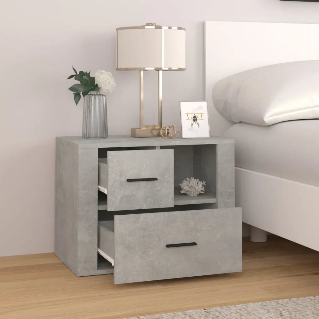 Comodino-Tavolino da notte Grigio Cemento 60x36x45 cm in Legno Multistrato
