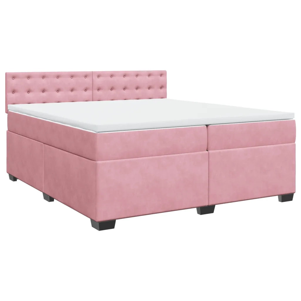 Giroletto a Molle con Materasso Rosa 200x200 cm in Velluto 3288719