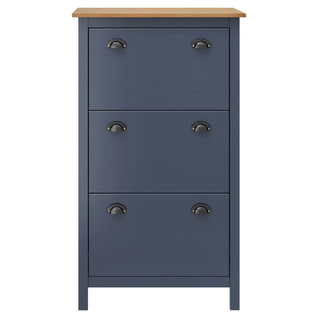 Scarpiera mobile contenitore per scarpe mobile per ingresso/corridoio/soggiorno Hill 72 x 35 x 124 cm legno di pino massiccio grigio 02_0021868