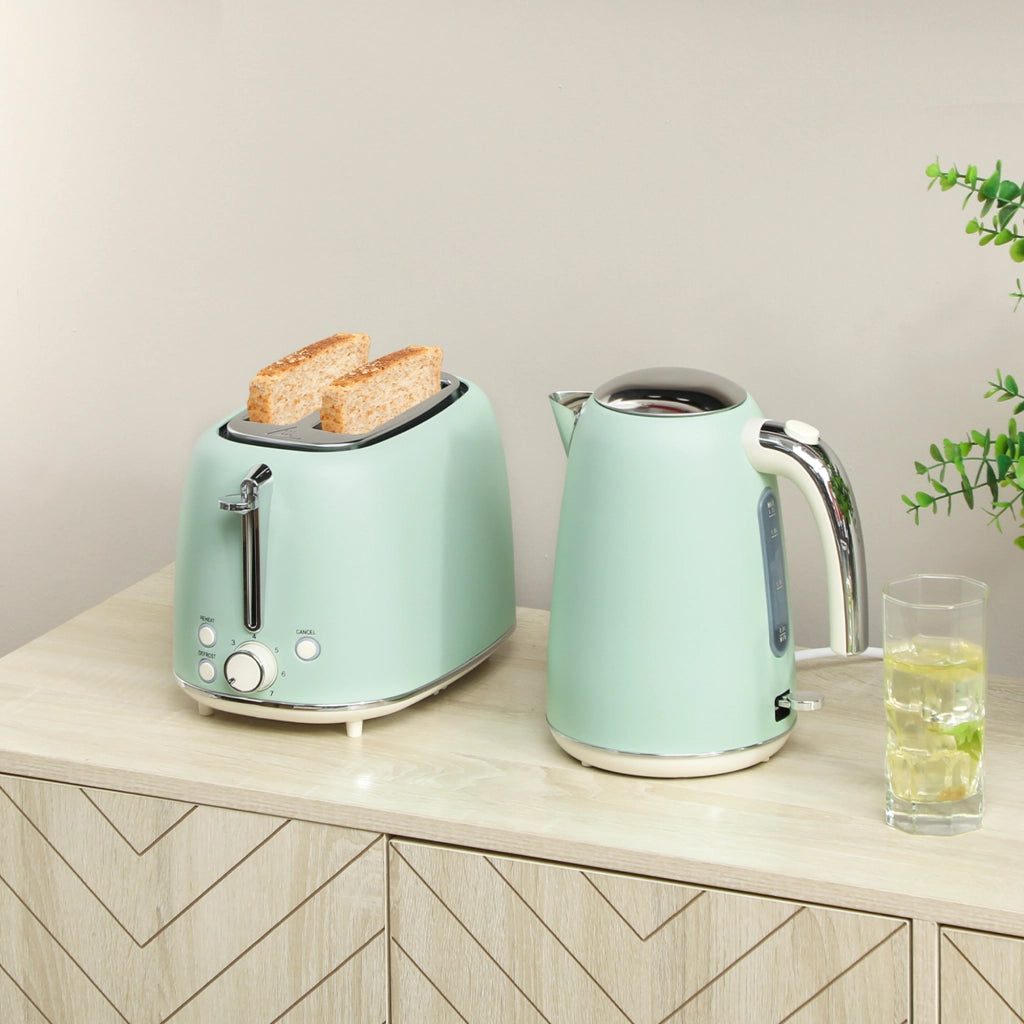 Bollitore e tostapane ¨C zephmum ¨C verde, acciaio inox, 1.7L 2200W
