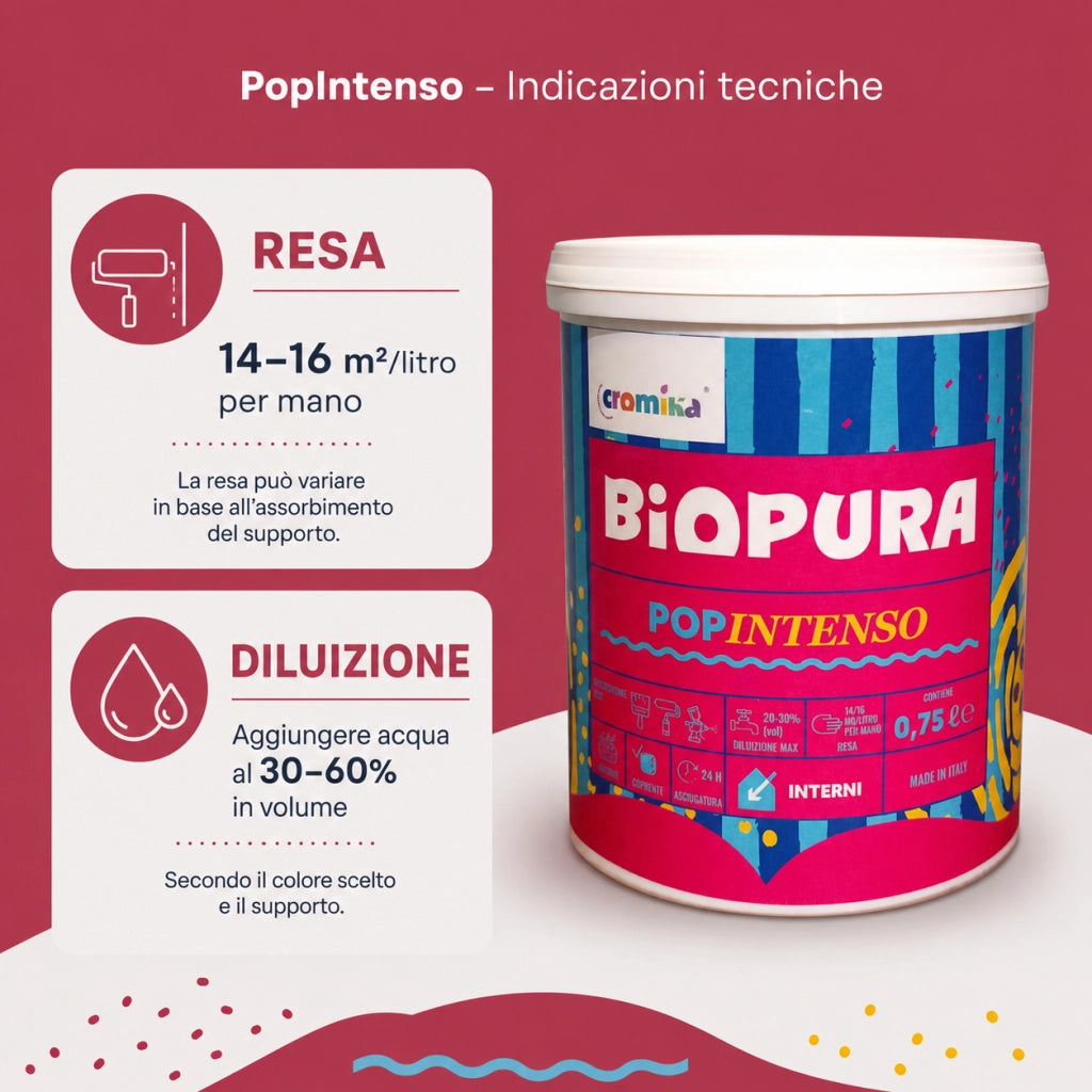 Popintenso palestra e decori interni pittura murale lavabile e coprente cromika *** formato 0,750 lt, colore- anguria...