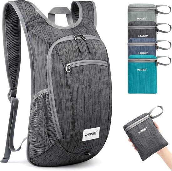 Borsa da Viaggio Compatta, 10/15 l, Ripiegabile, Leggera, Riutilizzabile, Borsa da Giorno, Viaggi, Esterno, Escursioni, Borsa da Spalla, Nero, 10Liters