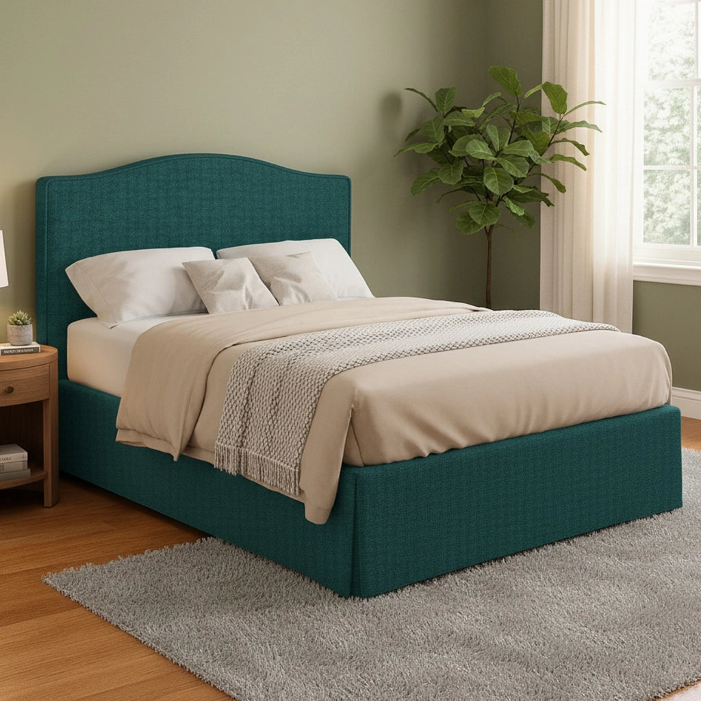 Morley, Letto Matrimoniale Sfoderabile Made in Italy, Verde Petrolio